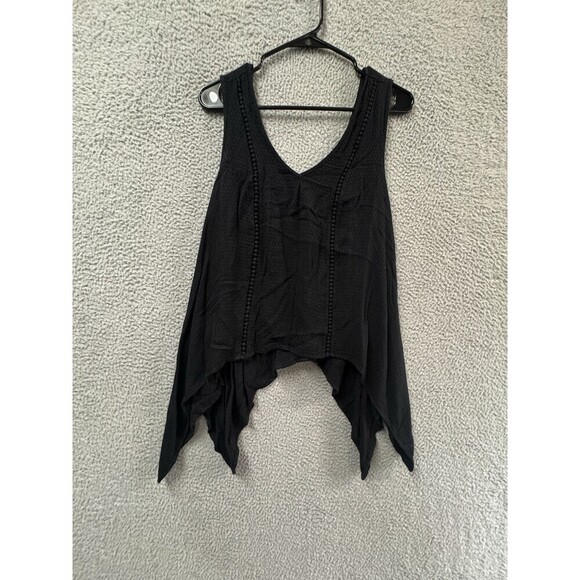 Chelsea 28 Blouse Womens M Black V-Neck Hi Lo  Hem Tank Camisole - Picture 1 of 13